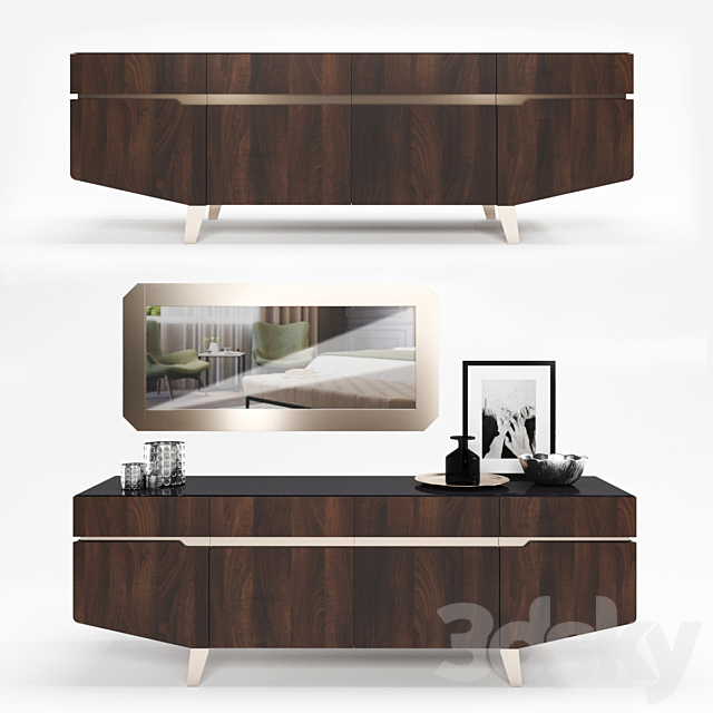 Furniture collection for living room Accademia Dresser + Mirror 3DSMax File - thumbnail 1