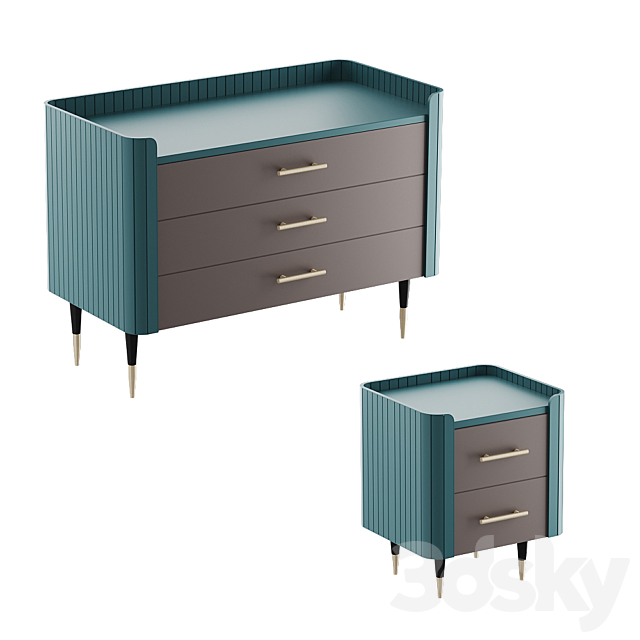 furniture set Lali Dressing Table Lali Chest of Drawers Lali Bedside Table 3DS Max Model - thumbnail 3