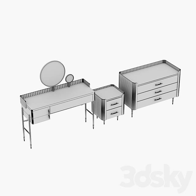 furniture set Lali Dressing Table Lali Chest of Drawers Lali Bedside Table 3DS Max Model - thumbnail 4