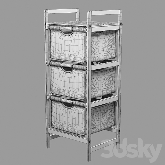 Giantex 3 drawer Bamboo Storage Shelf Dresser 3DSMax File - thumbnail 2