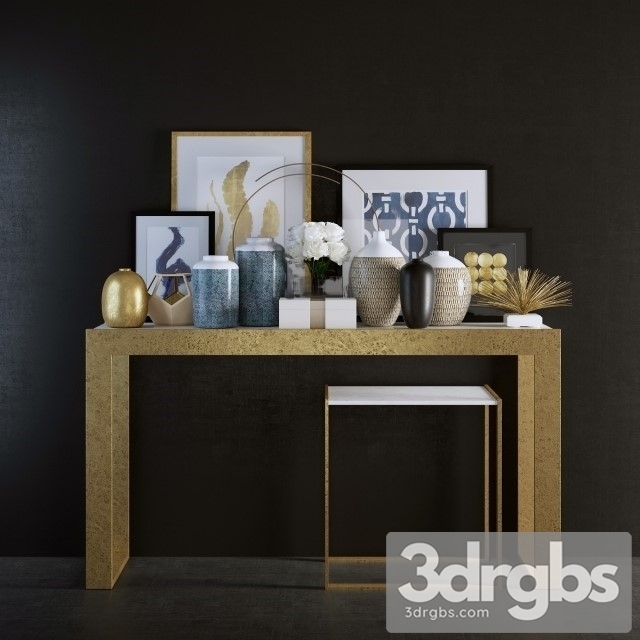 Gold Sideboard Decor 3dsmax Download - thumbnail 1