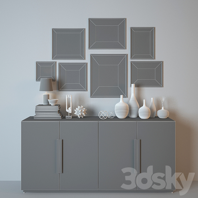 Greenwich Buffet & Decor West Elm 3DSMax File - thumbnail 3