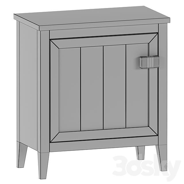 Headboard table with 1 door Carlos 3DS Max Model - thumbnail 3