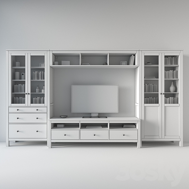 HEMNES TV storage combination 3DSMax File - thumbnail 3