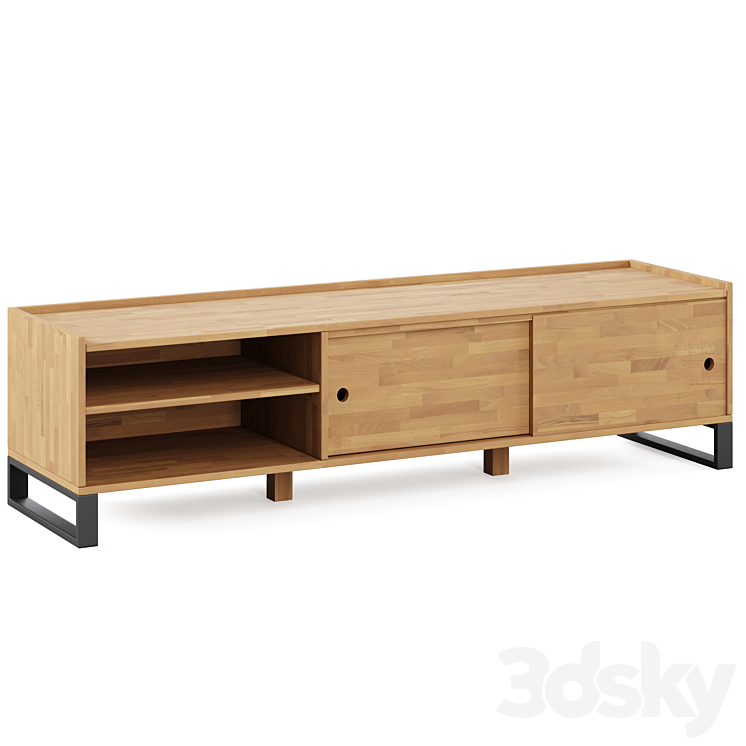 Hiba Solid Oak & Steel TV Unit 2 by LA REDOUTE INTERIEURS 3DS Max - thumbnail 1