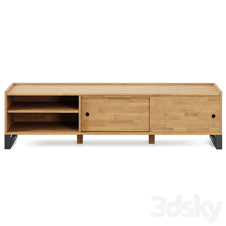 Hiba Solid Oak & Steel TV Unit 2 by LA REDOUTE INTERIEURS 3DS Max - thumbnail 2