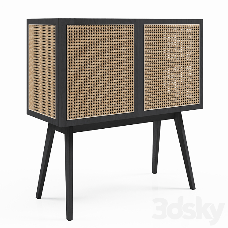 H&M Cabinet with rattan doors 3DS Max - thumbnail 1