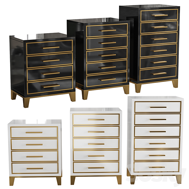 Homary-Chest of Drawers Mid-Century 5 Drawer Accent Chest 3DS Max Model - thumbnail 1