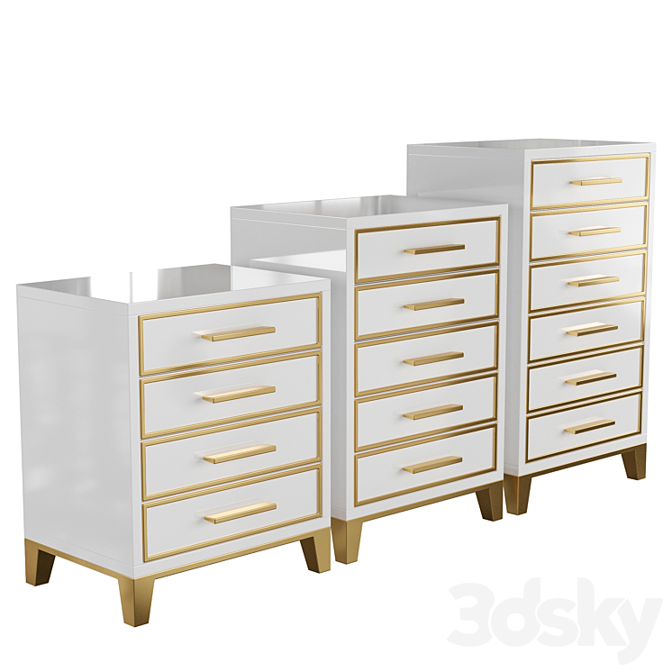 Homary-Chest of Drawers Mid-Century 5 Drawer Accent Chest 3DS Max Model - thumbnail 2