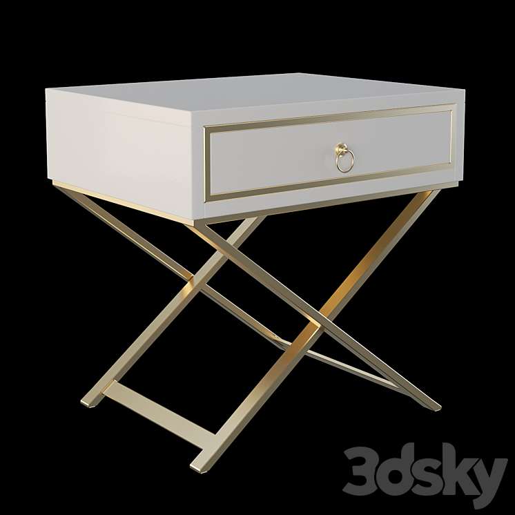 Homary White Nightstand X Shaped 3DS Max Model - thumbnail 1