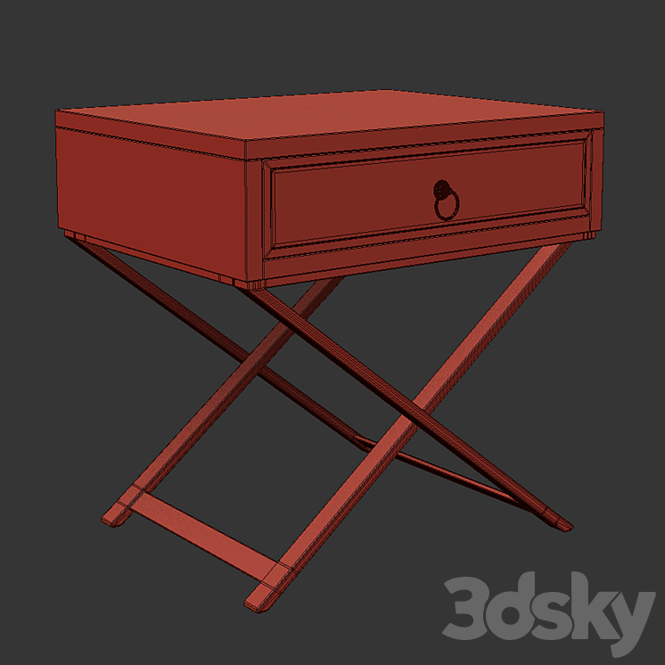 Homary White Nightstand X Shaped 3DS Max Model - thumbnail 2