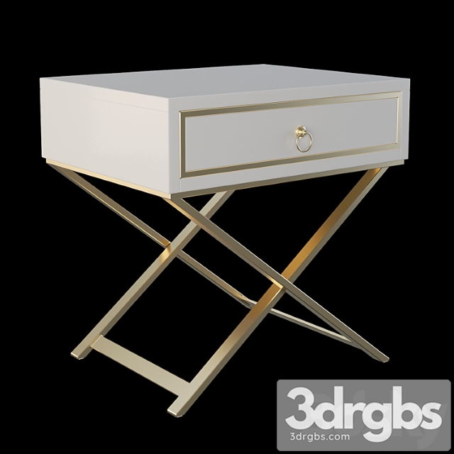 Homary White Nightstand X Shaped 3dsmax Download - thumbnail 1