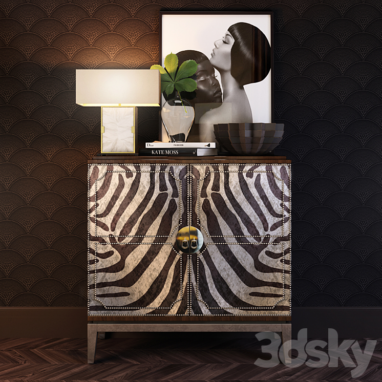 Horchow Vanna Zebra Cabinet 3DS Max - thumbnail 1