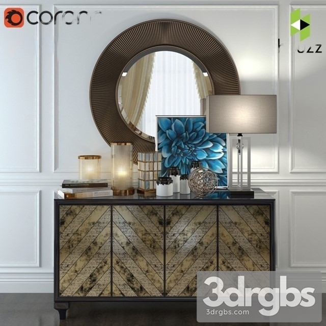 Houzz Sideboard Decorative 3dsmax Download - thumbnail 1