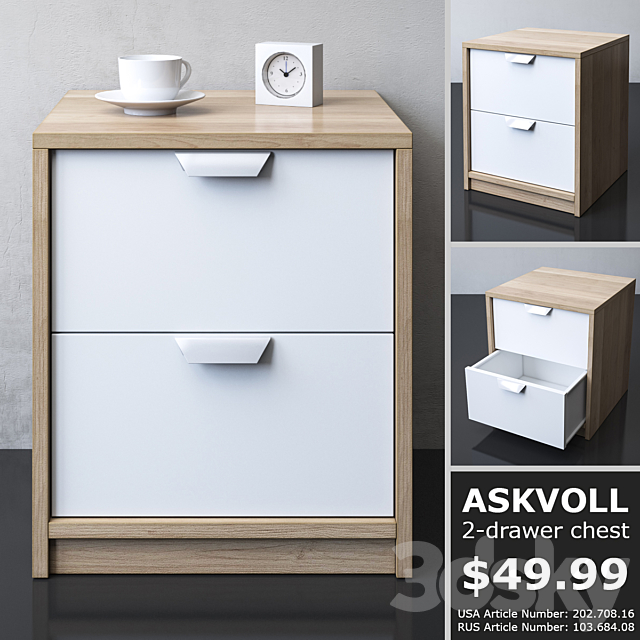 IKEA ASKVOLL 2-drawer chest 3DSMax File - thumbnail 1