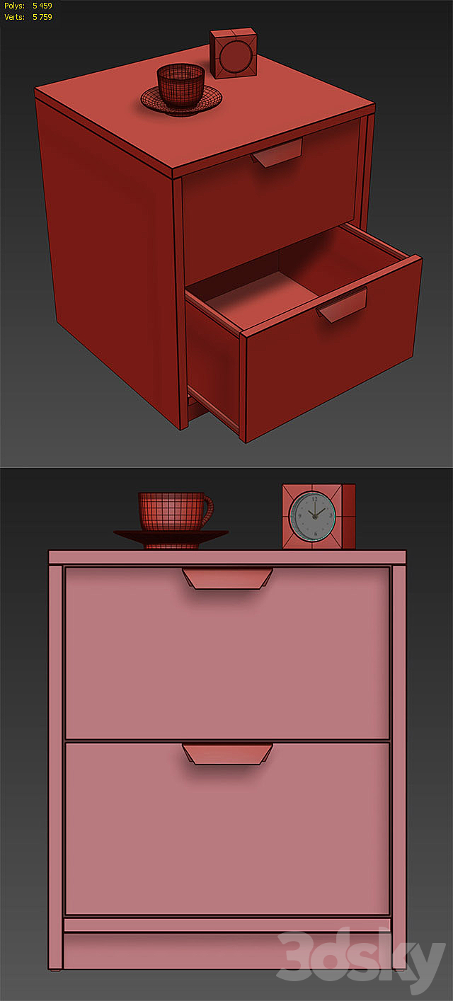 IKEA ASKVOLL 2-drawer chest 3DSMax File - thumbnail 3