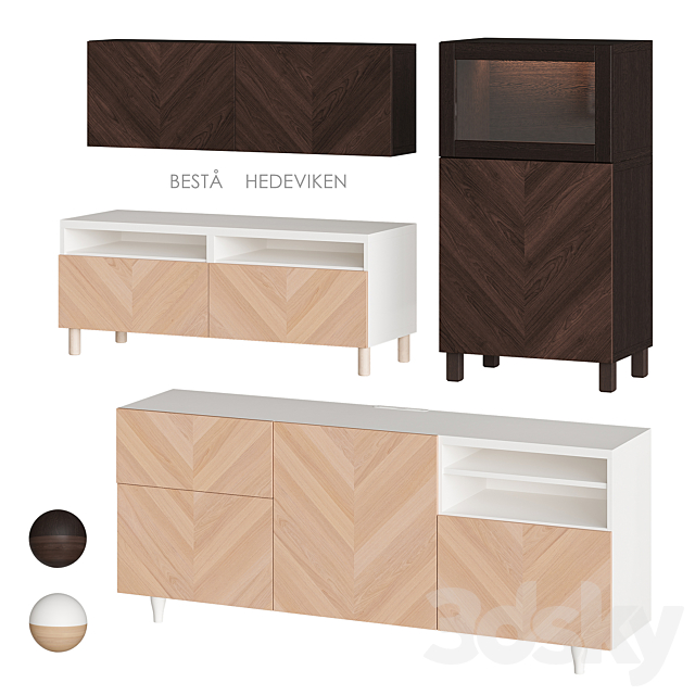 IKEA BESTÅ _ HEDEVIKEN Nightstand 3DS Max Model - thumbnail 3