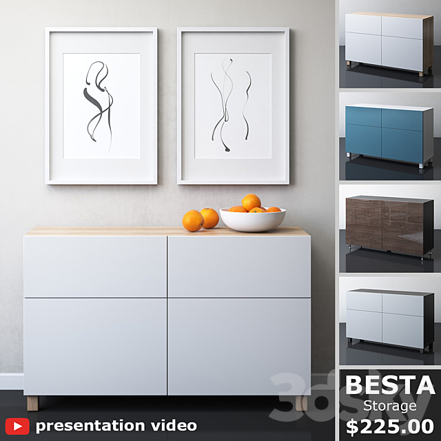 IKEA BESTA Storage combination with doors and drawers 3ds Max - thumbnail 1