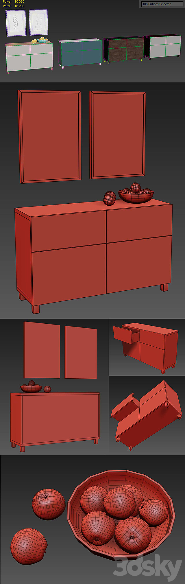 IKEA BESTA Storage combination with doors and drawers 3ds Max - thumbnail 3