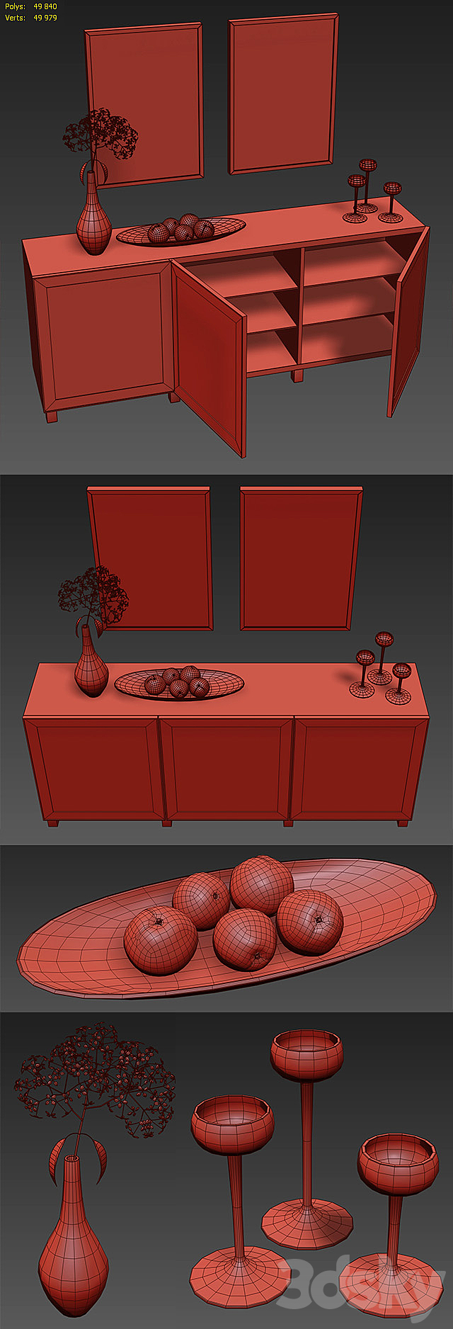 IKEA BESTA Storage combination with doors. Glassvik white frosted glass 3DSMax File - thumbnail 3