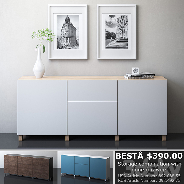 IKEA BESTA Storage combination with drawers 3DS Max - thumbnail 1