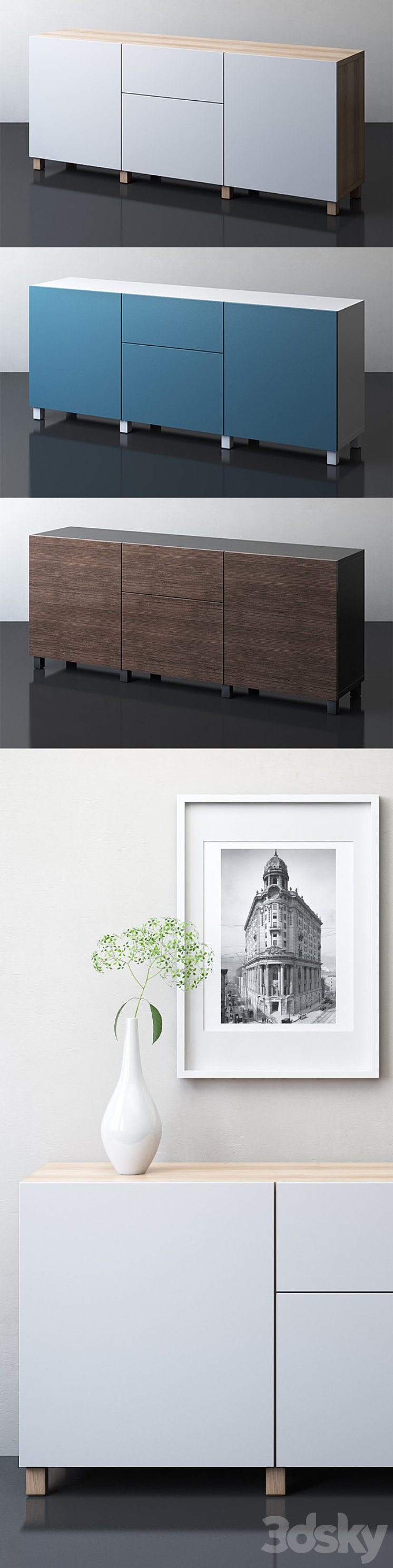 IKEA BESTA Storage combination with drawers 3DS Max - thumbnail 2