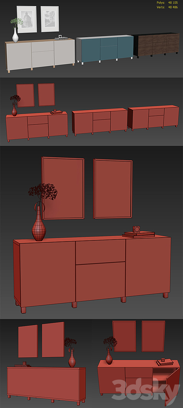 IKEA BESTA Storage combination with drawers 3DSMax File - thumbnail 3