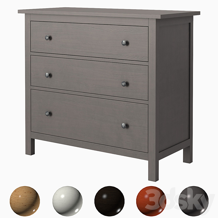 IKEA HEMNES 3-drawer chest 3DS Max - thumbnail 1