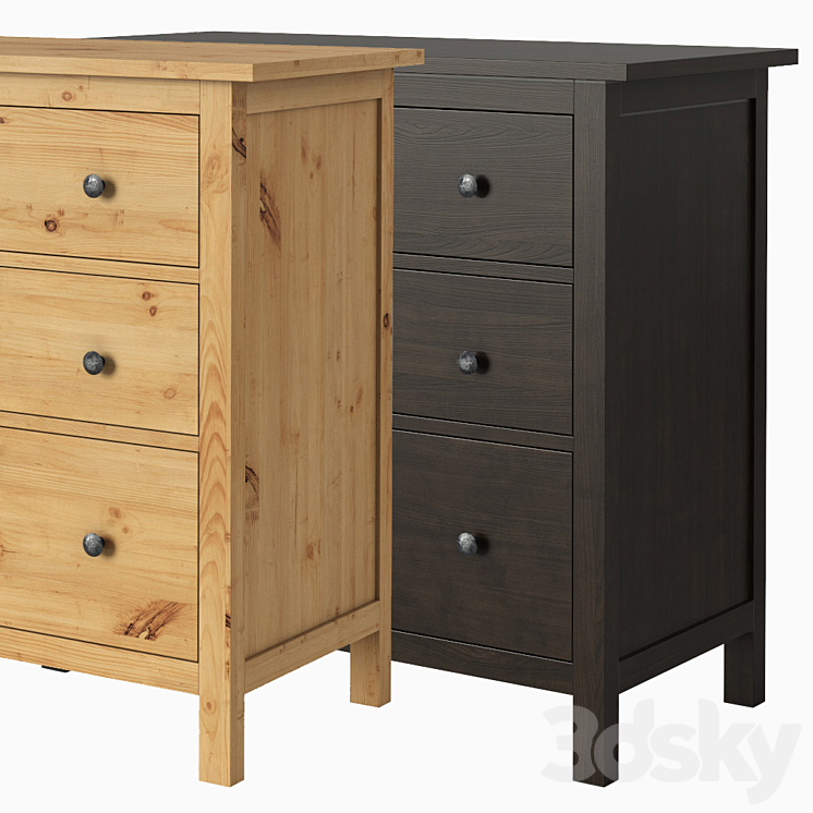 IKEA HEMNES 3-drawer chest 3DS Max - thumbnail 2