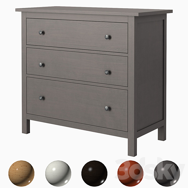 IKEA HEMNES 3-drawer chest 3DSMax File - thumbnail 1