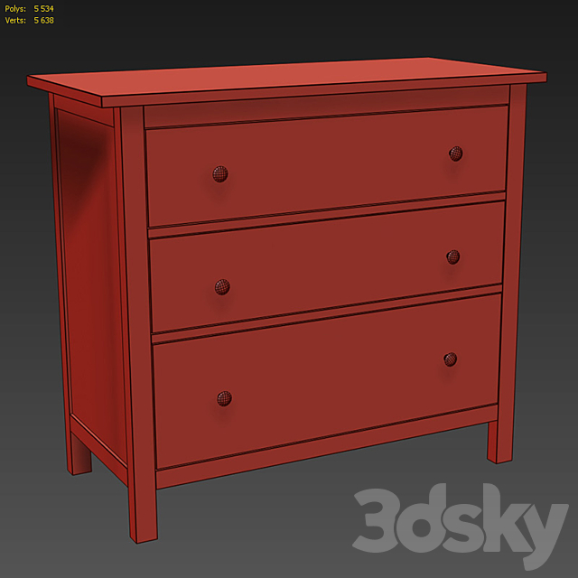 IKEA HEMNES 3-drawer chest 3DSMax File - thumbnail 5