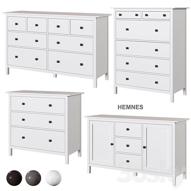 IKEA HEMNES chest of drawers 3DS Max Model - thumbnail 2