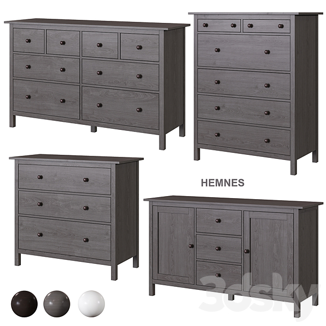 IKEA HEMNES chest of drawers 3DS Max Model - thumbnail 3