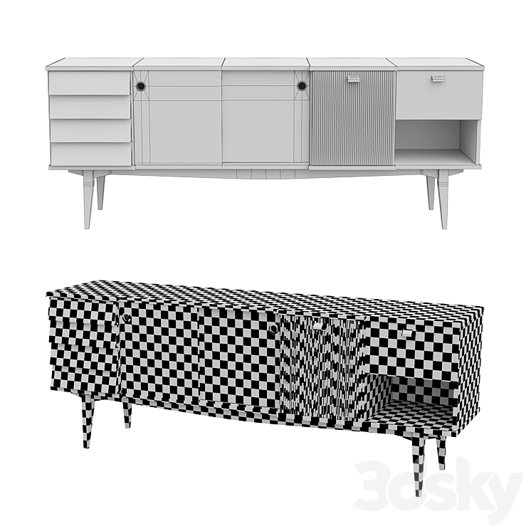 Italian vintage chest of drawers 3DS Max - thumbnail 2