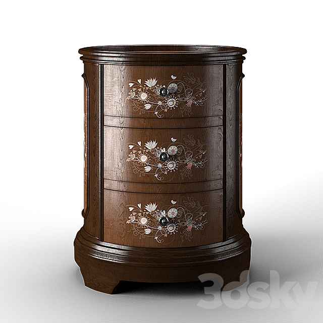 Jabbawy 3 Drawer Hand Painted Oval Tray Chest 3DSMax File - thumbnail 1