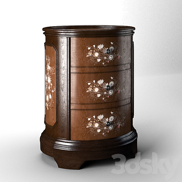 Jabbawy 3 Drawer Hand Painted Oval Tray Chest 3DSMax File - thumbnail 2