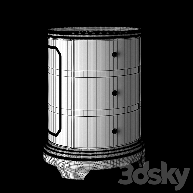 Jabbawy 3 Drawer Hand Painted Oval Tray Chest 3DSMax File - thumbnail 3