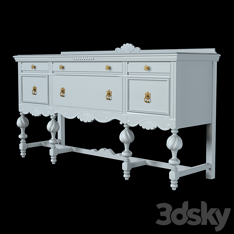 Jacobin style chest of drawers 3DS Max Model - thumbnail 1