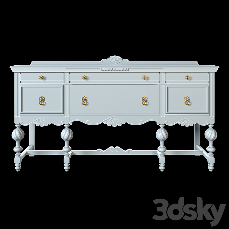 Jacobin style chest of drawers 3DS Max Model - thumbnail 2