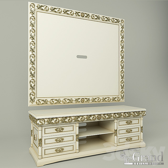 “Jacqueline” panel TV and nightstand. “Grand” 3DSMax File - thumbnail 1