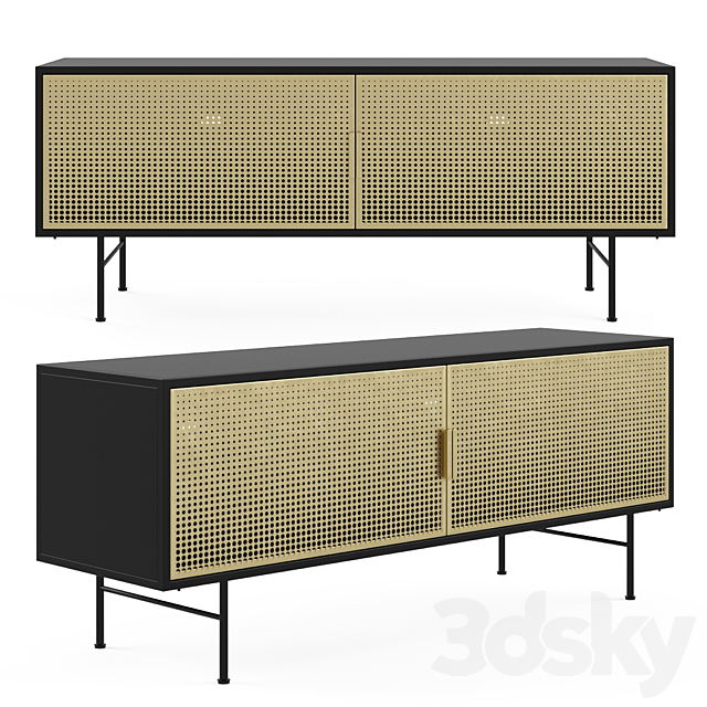 JAGGER black and gold metal TV cabinet 3DSMax File - thumbnail 1