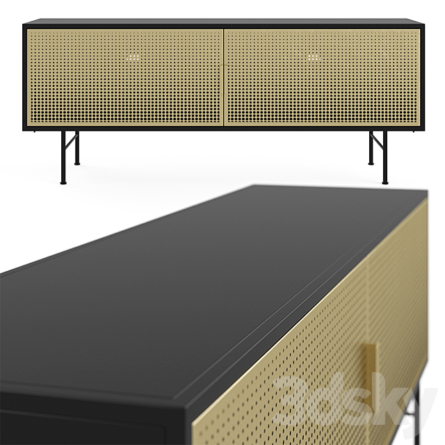 JAGGER black and gold metal TV cabinet 3DSMax File - thumbnail 3