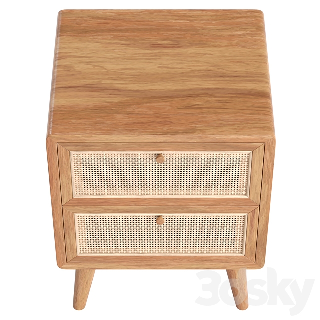 Japandi Natural Rattan Nightstand 3DS Max Model - thumbnail 3