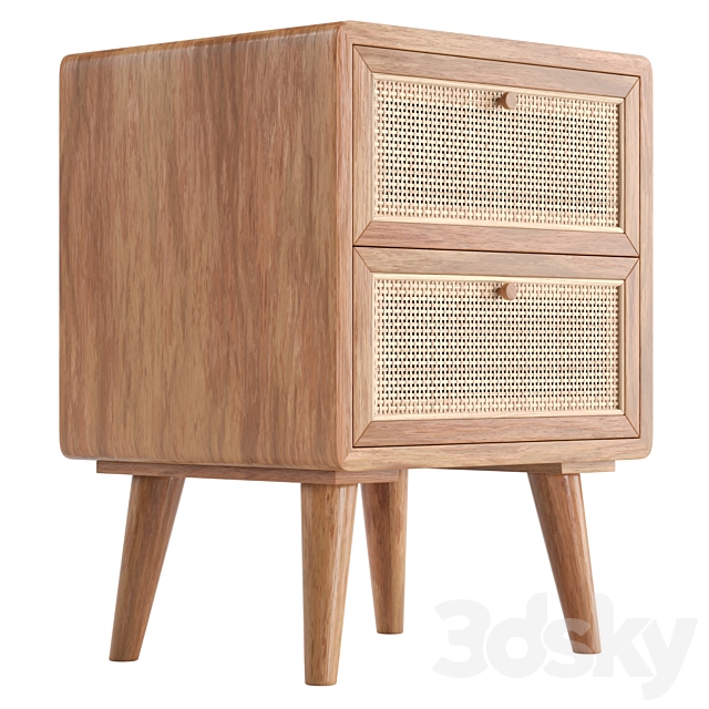 Japandi Natural Rattan Nightstand 3DS Max Model - thumbnail 4