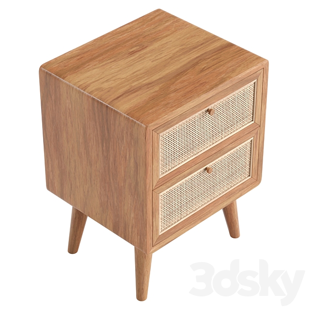 Japandi Natural Rattan Nightstand 3DS Max Model - thumbnail 5