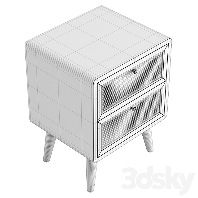 Japandi Natural Rattan Nightstand 3DS Max Model - thumbnail 6