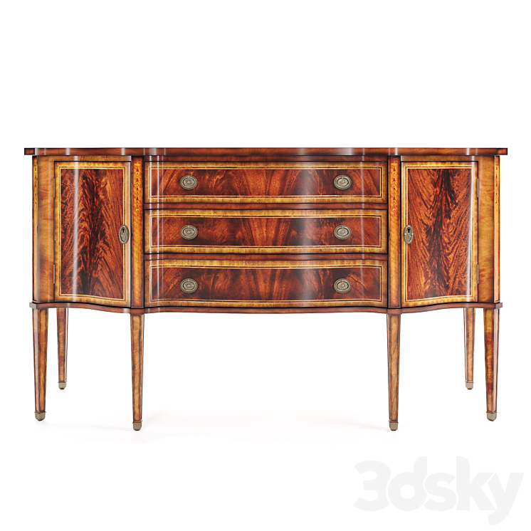 Jonathan Charles Mahogany sideboard with curved doors 3DS Max - thumbnail 1