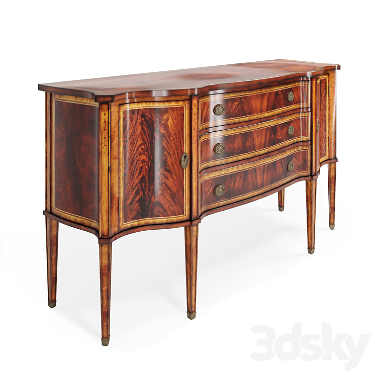 Jonathan Charles Mahogany sideboard with curved doors 3DS Max - thumbnail 2