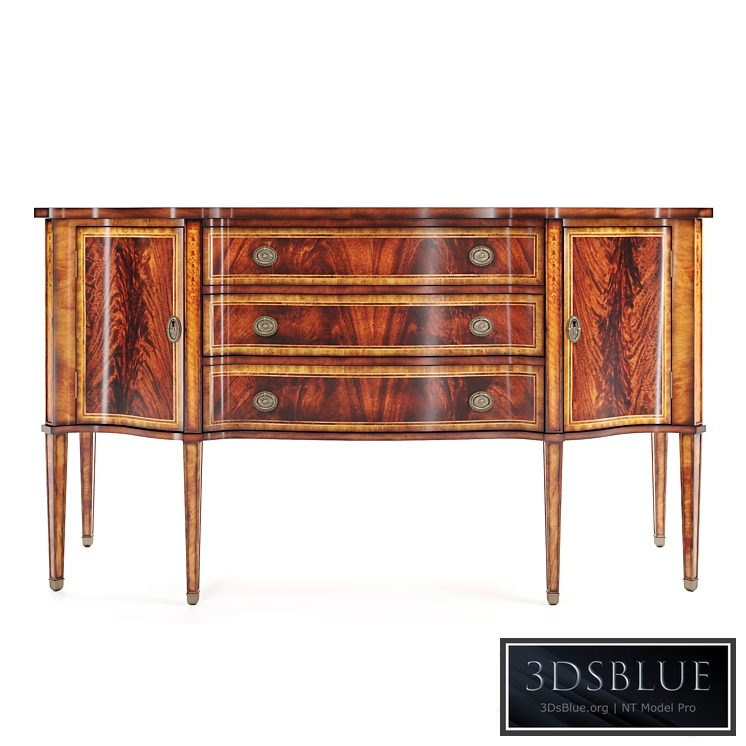 Jonathan Charles Mahogany sideboard with curved doors 3DS Max - thumbnail 3