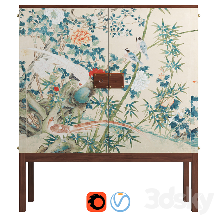 Josef Frank mahogany cabinet | Wallpaper Svenskt Tenn 3DS Max Model - thumbnail 3